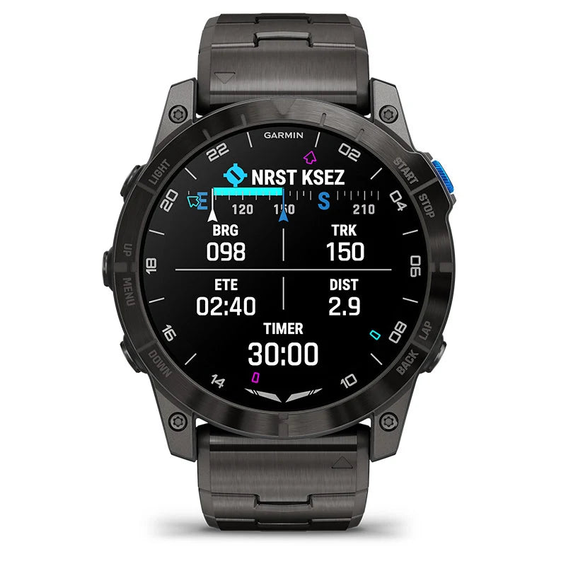 Garmin "Mach 1 PRO" Aviator Smartwatch w/ Vented Titanium Bracelet