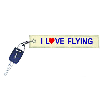 Key Chain - "I Love Flying"  Embroidered