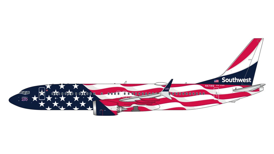 GeminiJets Southwest Airlines B737 Max 8 " Liberty One/ "America 250" (Flag Livery )