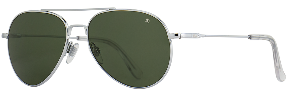 General Pilot Sunglasses - SILVER with Green Glass