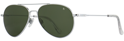 American Optical General Pilot Sunglasses - SILVER with Green Glass