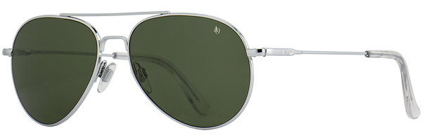 American Optical General Pilot Sunglasses - SILVER with Green Glass