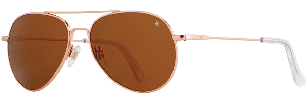 American Optical General Pilot Sunglasses - ROSE GOLD with Brown Glass
