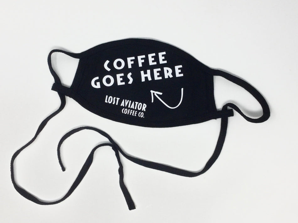 Lost Aviator Black Facemasks - Coffee Goes Here