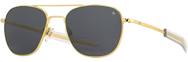 American Optical Original Pilot Sunglasses - GOLD with Grey Glass - Bayonet Temple