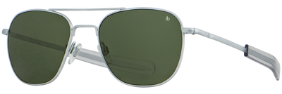 American Optical Original Pilot Sunglasses - MATTE SILVER with Green Glass - Bayonet Temple