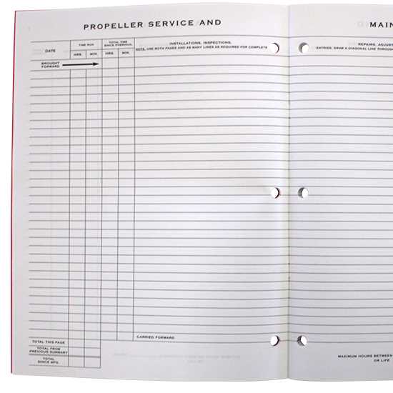 Technical Log Aircraft Technical Logs, Section 4 - PROPELLER - Red Cover – Hammond ...